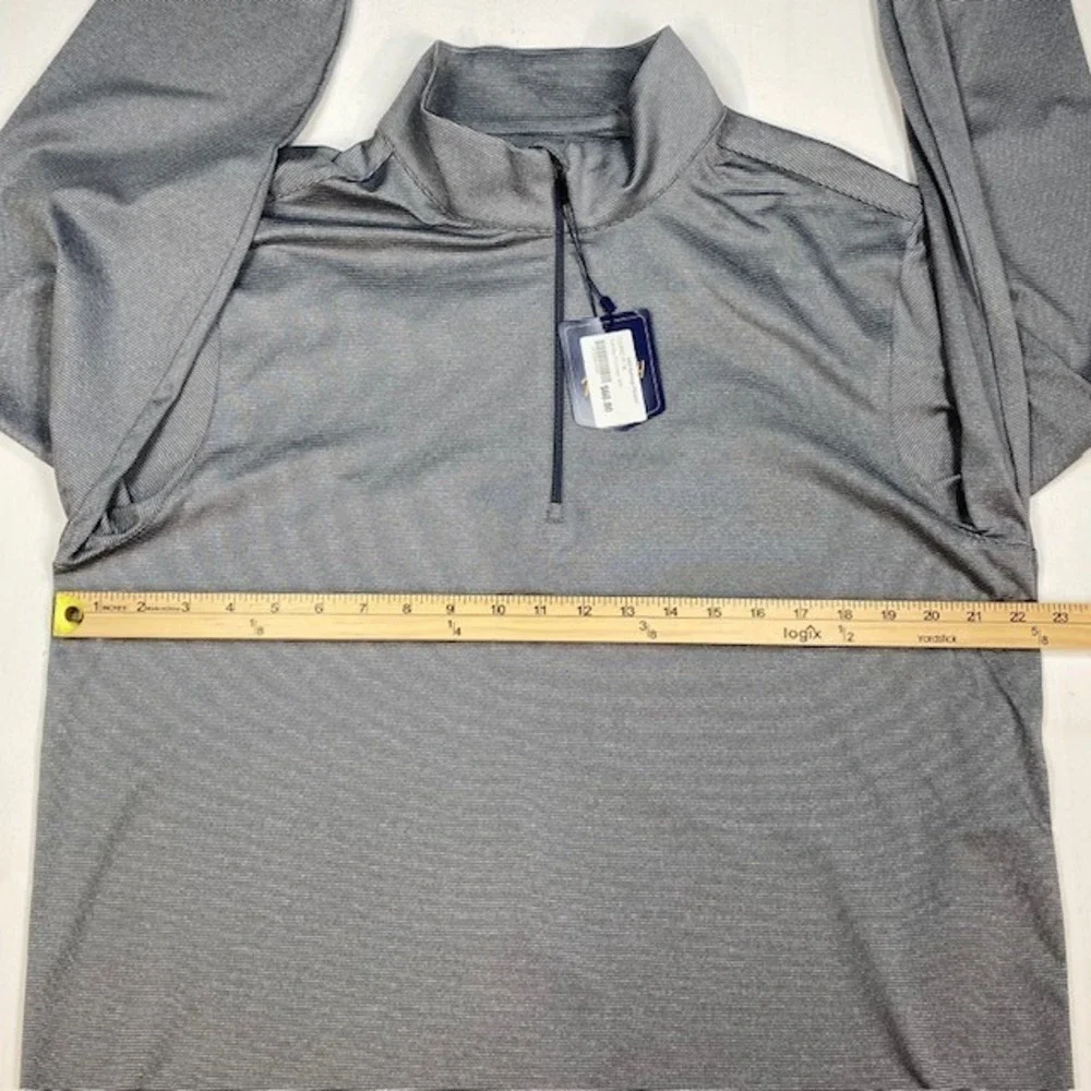 Tourney Brand Mens Quarter Zip Pullover Steel Gray Micro Stripe Golf Long Sleeve
